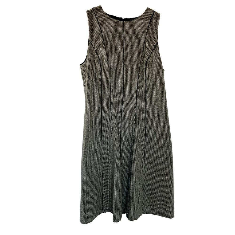 Lauren Ralph Lauren wool cream black tartan knit sleeveless midi dress womens 12